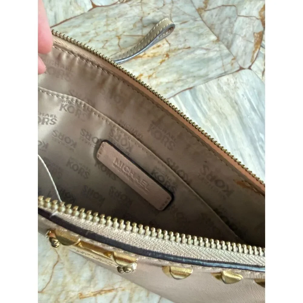 Michael Kors Sandrine Studded Large Zip Clutch Ballet - Picture 7 of 8